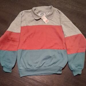 Vintage Sport Multicolor Crewneck Sweater - Gray, Coral, Teal